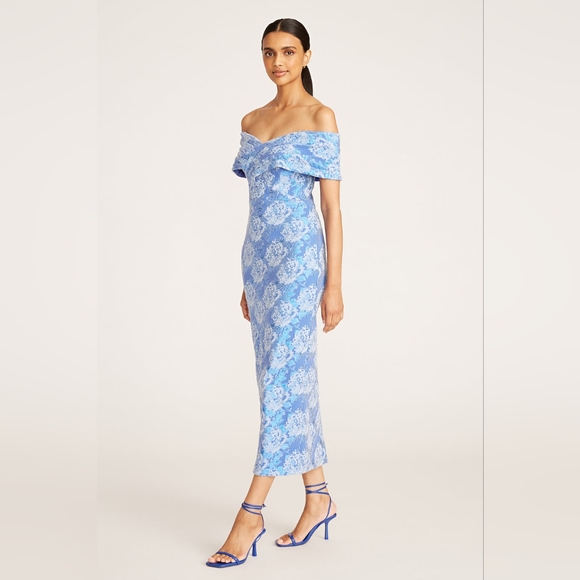 Theia Stretch Jacquard Fitted Cocktail Dress Women's - Picture 5 of 7